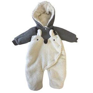 Baby Unisex Hooded Fleece Front Lined Character Snowsuit 6-9M